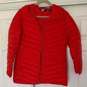 Lands' End Women's Vibrant Red Puffer Coat with Hood